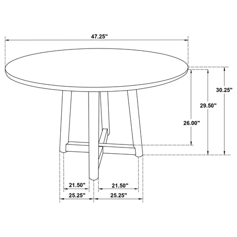 Guinea - 5 Piece Dining Set With Round Table And Upholstered Chairs - Walnut
