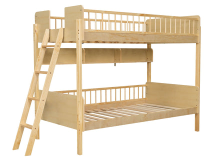 Bunk Bed With 3 Storage Shelves, Adjustable Ladder Left Or Right