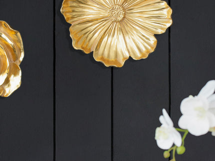 Rose Hanging Resin Wall Accents (Set of 2) - Gold