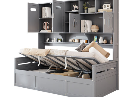 Daybed With All-In-One Cabinet And Shelf