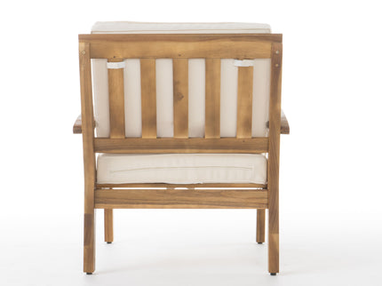 Outdoor Club Chair With Cushion And Acacia Wood Frame - Teak