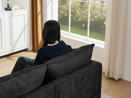 L Shaped Modular Sectional Sofa With Movable Ottoman, 3 Seater Comfortable Seating
