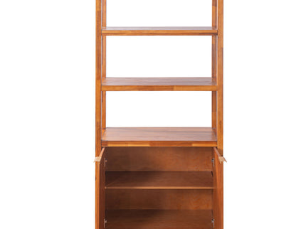 Modern Tall Storage Bookcase Cabinet With 2 Open Shelves & Double Doors