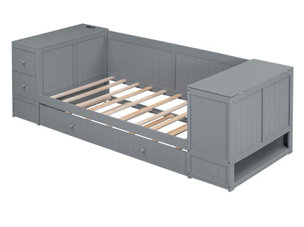 Daybed With Storage Arms, Trundle And Charging Station
