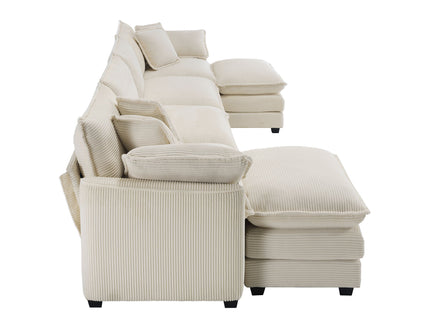 Modern Oversized Modular Cushion Sofa With Ottoman, Low Back, Deep Seating Sofa Set