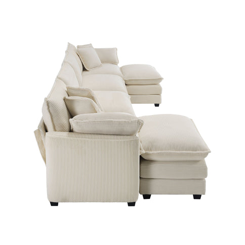 Modern Oversized Modular Cushion Sofa With Ottoman, Low Back, Deep Seating Sofa Set