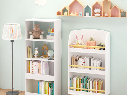 Bookshelf 3 Tier Book Organizer With Toy Storage - White