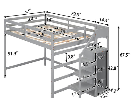 Loft Bed With Built In Storage Wardrobe And Staircase