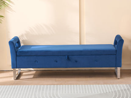 Wide Storage Soft Ottoman Bench With Armrests