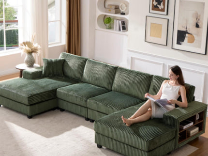 U-Shaped Convertible Sofa, 4 Seater Large Living Room Lounge