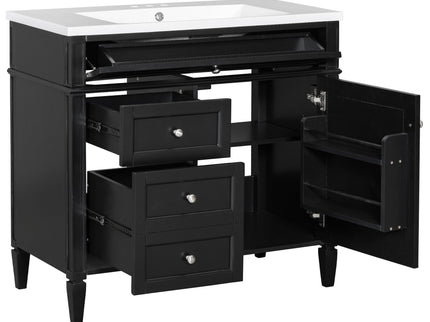 Bathroom Vanity With Top Sink, Storage Cabinet With 2 Drawers And Tip Out Drawer