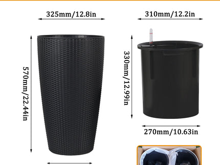 Tall Planters Set With Water Level Monitor And Auto Watering