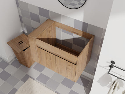 Wall Mounted Bathroom Vanity With Open Shelf, 29" Size (Vanity Only) - Imitative Oak