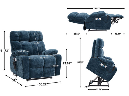 Dual Okin Motor Power Lift Recliner Chair For Elderly Infinite Position Lay Flat 180E Recliner With Heat Massage