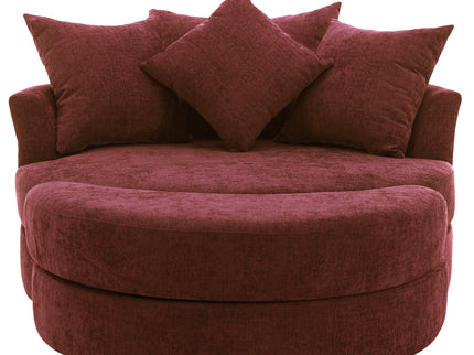 360° Swivel Accent Barrel Chair With Storage Ottoman & 4 Pillows, Modern Leisure Chair Round Accent For Living Room