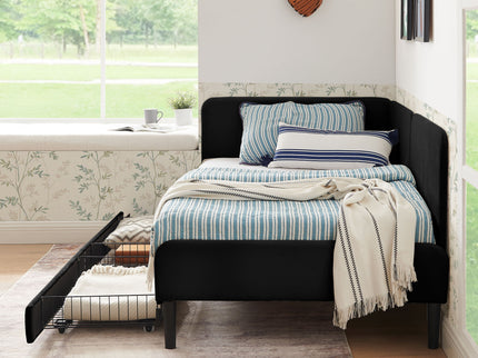 Upholstered Platform Bed Frame With 2 Storage Drawers And Adjustable Sofa Bed