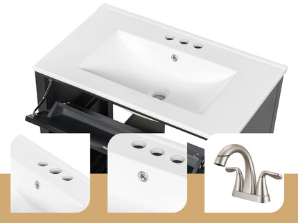 Bathroom Vanity With Sink, 3 Drawers And Adjustable Shelf, Freestanding Storage Unit