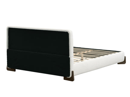 Elegant Boucle Upholstered Bed With Solid Wood Legs