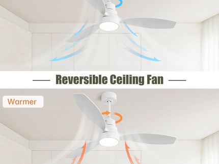 Ceiling Fan With Reversible DC Motor, LED Light, Solid Blades, Remote Control