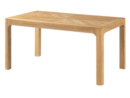 Rectangular Dining Table With Parquet Top, Rounded Corners