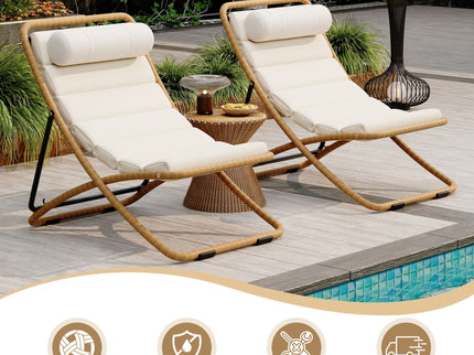 Outdoor Folding Chair With Adjustable Backrest (Set of 2)