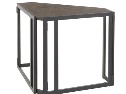 Roman - Industrial Corner Desk - Black / Espresso