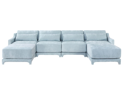 Stylish Sofa With Ottoman And Lumbar Pillows, Ergonomic Design