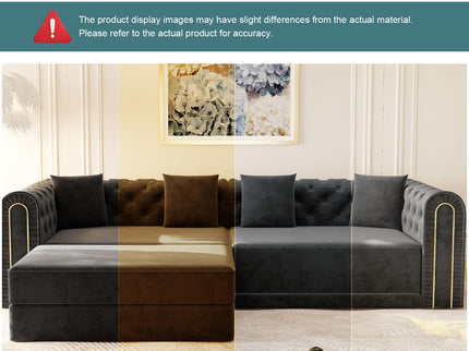 3-In-1 Convertible Sleeper Sofa With Movable Ottoman For Living Room