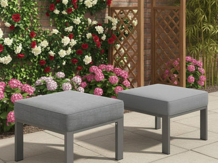 All-Weather Patio Ottomans With Thick Cushions (Set of 2)