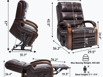Power Lift Recliner Chair Dual Motor Infinite Position With Heat Massage And Heavy Duty Motion Mechanism - Brown