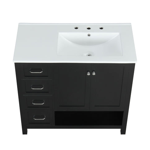 Bathroom Vanity With Sink Top, Bathroom Vanity Cabinet With 2 Doors And 2 Drawers, Open Shelf