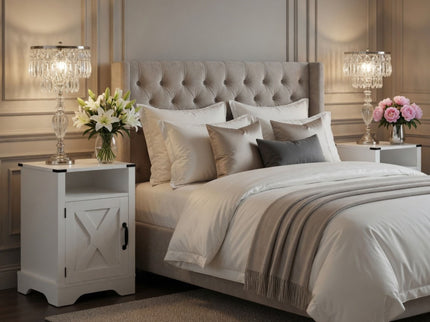 Farmhouse Nightstand, Charging Station & Storage