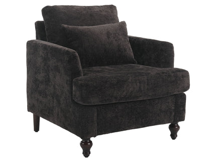 Modern Mid Century Wood Frame Armchair With Tufted Design