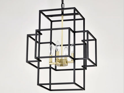 4 Light Metal Lantern Tiered Pendant Hanging Light Fixtures, Industrial Farmhouse Adjustable Height Chandeliers For Dining Room Hallway Foyer Entryway (E12 Bulbs Not Included)