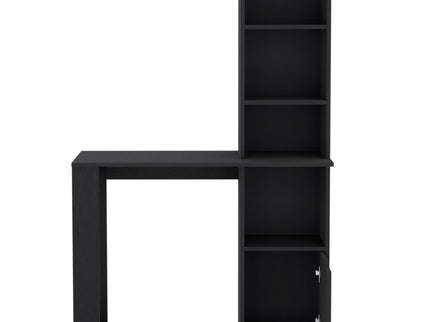 Writing Desk With Bookcase And Cabinet - Black