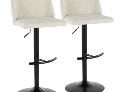 Toriano - Contemporary Adjustable Barstool Swivel With Rounded T Footrest (Set of 2)