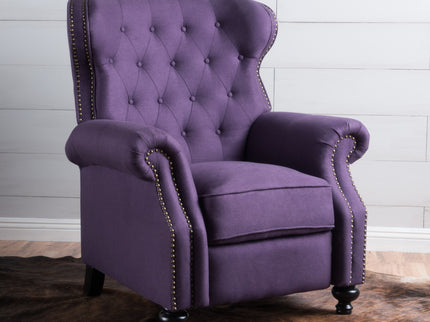 Accented Push Back Recliner Chair With Rolled Arms, Enjoy Cocooning Comfort