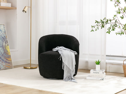 Teddy Fabric Swivel Accent Armchair Barrel Chair With Powder Coating Metal Ring