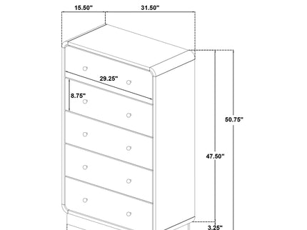 Burton - 5 Drawer Chest Of Drawers - Black