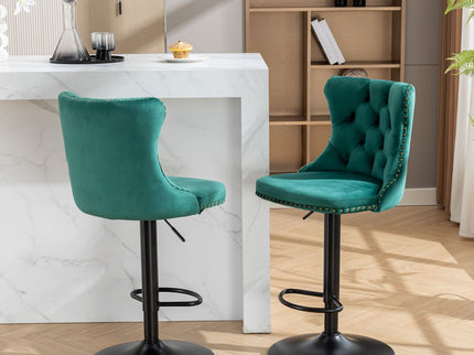 Swivel Barstools Adjusatble Seat Height, Modern Upholstered Bar Stools With Backs Comfortable Tufted For Home Pub And Kitchen Island (Set of 2)