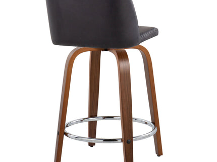 Toriano - Mid Century Modern Fixed Height Counter Stool With Swivel With Round Footrest (Set of 2)