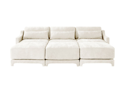 Stylish Sofa With Ottoman And Lumbar Pillows, Ergonomic Design