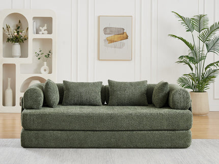 Convertible Sleeper Sofa Bed With Cylindrical Pillow