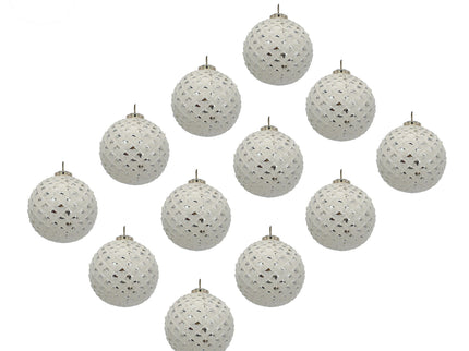 Christmas Ball Ornaments, Decorative Hanging Ball Christmas Tree Ornaments, For Holiday Party Decorations (Set of 12) - White