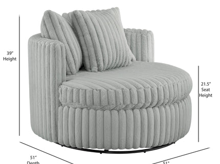 Mindy - Oversized Swivel Barrel Chair - Gray