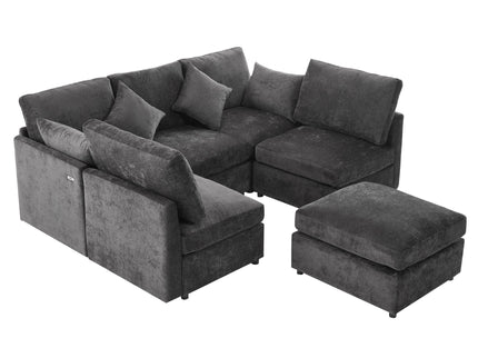 Sectional Sofa Modular U-Shaped With Ottoman & USB Ports