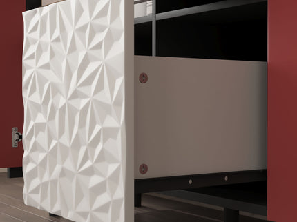 Modern Sideboard Buffet Cabinet With Doors And Unique Panel Styling