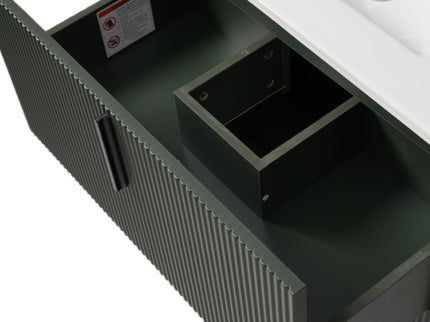 Bathroom Vanity With Ceramic Sink, Fluted Design