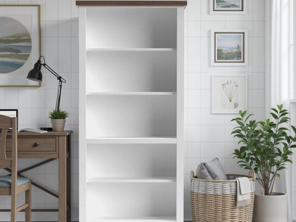 High 5 Shelf Bookcase - Jasmine Whitewash / Barnwood