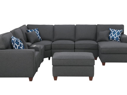 Tina - 8 Piece Upholstered Sectional With Ottoman